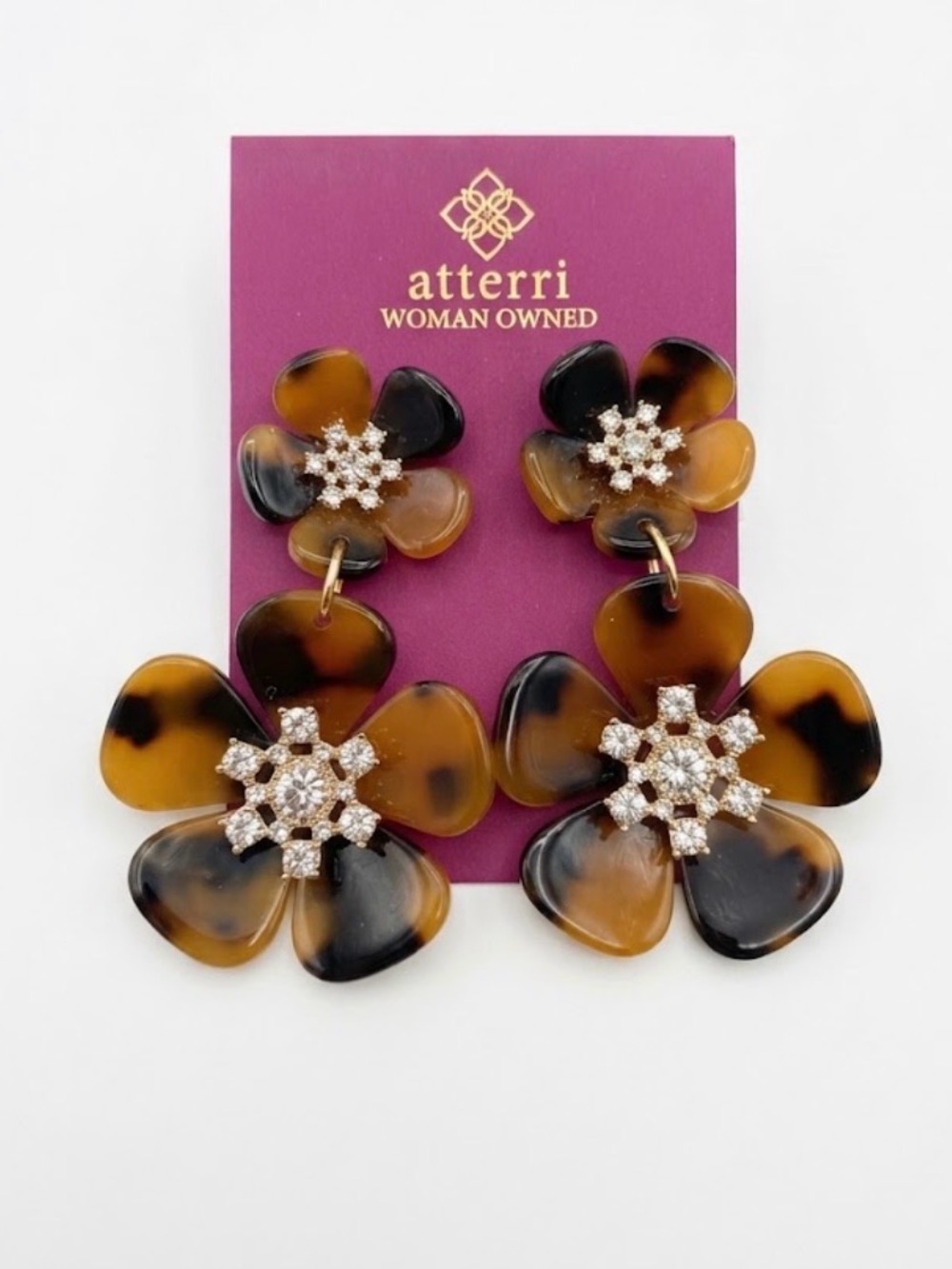 NWT ⚜️🤎⚜️ Piper K Tortoiseshell Floral Drop Earrings